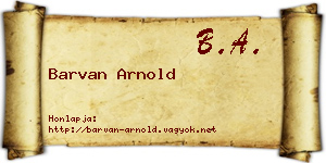 Barvan Arnold névjegykártya